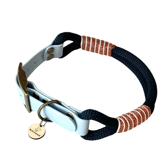 collier chien réglable biothane paracorde bleu