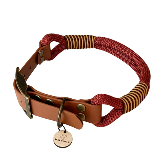 collier chien réglable biothane paracorde rouge