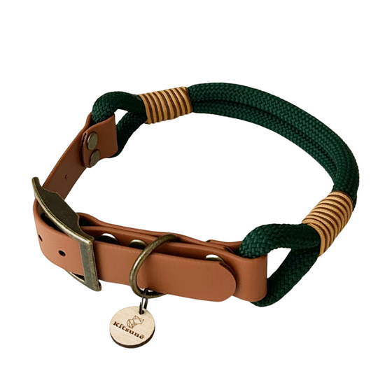 collier chien réglable biothane paracorde vert