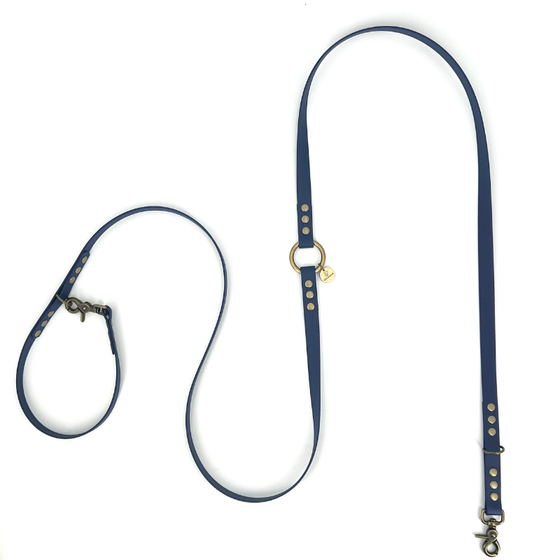 laisse multiposition biothane bleu
