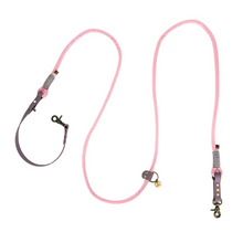  laisse 3 position pour chien rose et violette